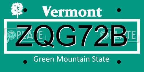 ZQG72B Vermont License Plate