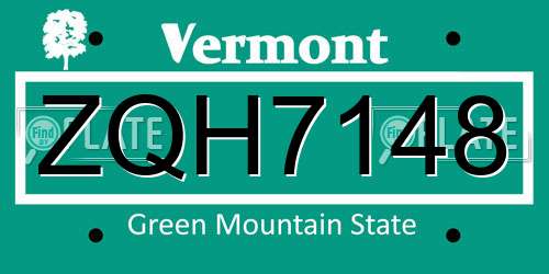 ZQH7148 Vermont License Plate