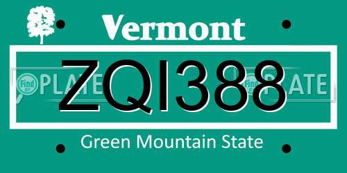 ZQI388 Vermont License Plate