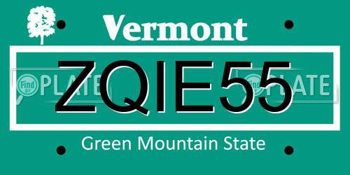 ZQIE55 Vermont License Plate