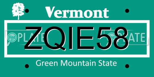 ZQIE58 Vermont License Plate