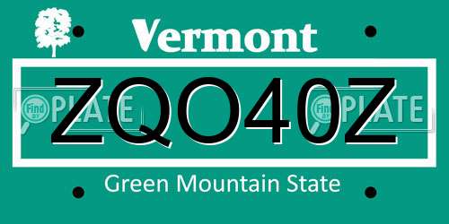 ZQO40Z Vermont License Plate