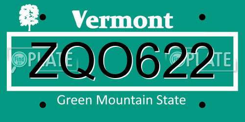 ZQO622 Vermont License Plate