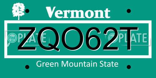 ZQO62T Vermont License Plate