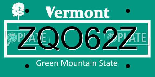 ZQO62Z Vermont License Plate