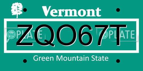 ZQO67T Vermont License Plate