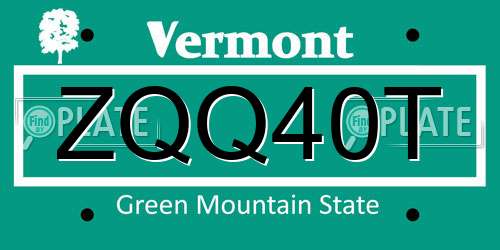 ZQQ40T Vermont License Plate