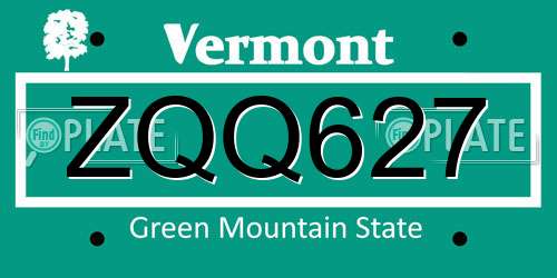 ZQQ627 Vermont License Plate