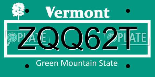 ZQQ62T Vermont License Plate