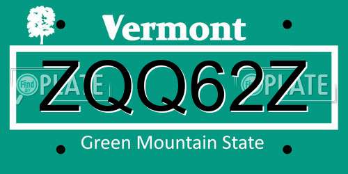 ZQQ62Z Vermont License Plate