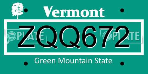 ZQQ672 Vermont License Plate