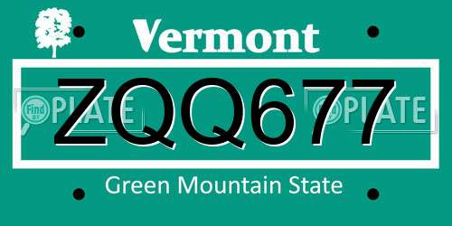 ZQQ677 Vermont License Plate