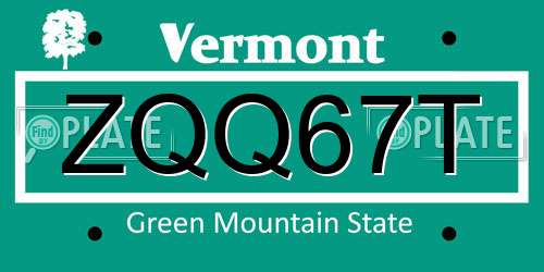 ZQQ67T Vermont License Plate