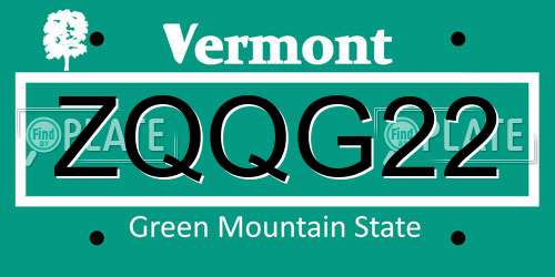 ZQQG22 Vermont License Plate