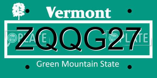 ZQQG27 Vermont License Plate