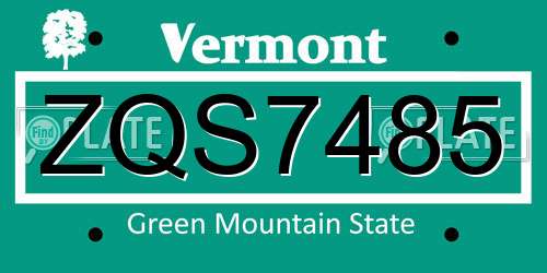 ZQS7485 Vermont License Plate