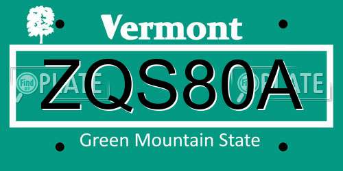 ZQS80A Vermont License Plate