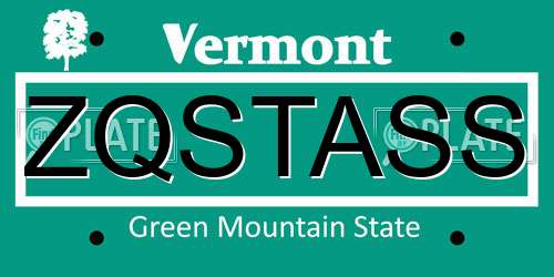 ZQSTASS Vermont License Plate