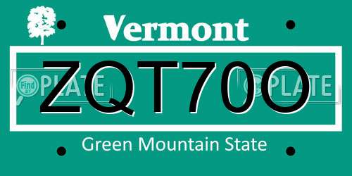 ZQT70O Vermont License Plate