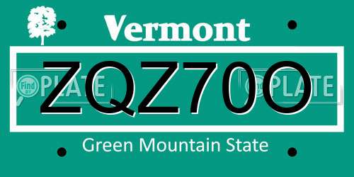 ZQZ70O Vermont License Plate