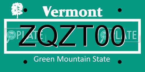 ZQZT00 Vermont License Plate