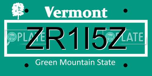 ZR1I5Z Vermont License Plate