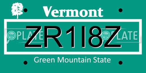 ZR1I8Z Vermont License Plate