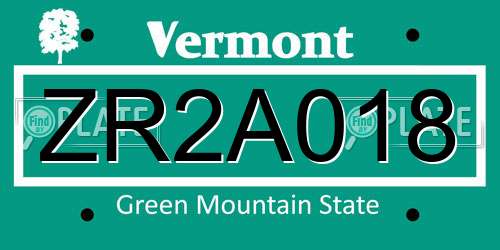 ZR2A018 Vermont License Plate