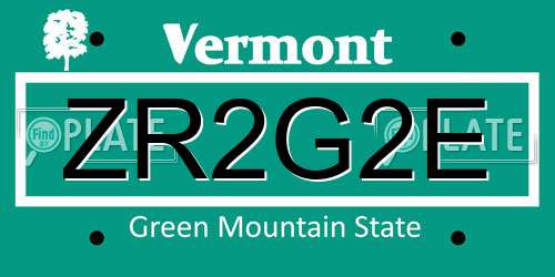 ZR2G2E Vermont License Plate