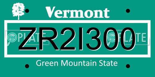 ZR2I300 Vermont License Plate