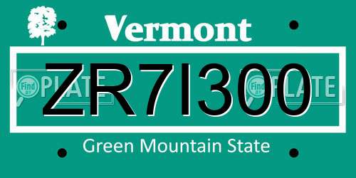 ZR7I300 Vermont License Plate