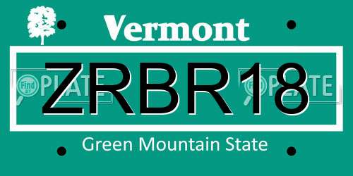 ZRBR18 Vermont License Plate
