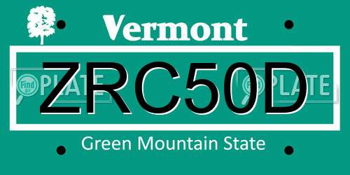 ZRC50D Vermont License Plate