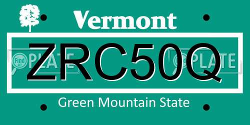 ZRC50Q Vermont License Plate