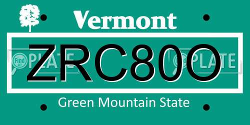 ZRC80O Vermont License Plate