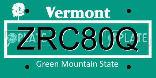 ZRC80Q Vermont License Plate