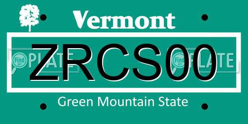 ZRCS00 Vermont License Plate