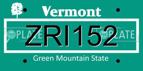 ZRI152 Vermont License Plate