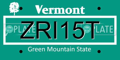 ZRI15T Vermont License Plate