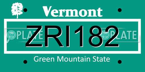ZRI182 Vermont License Plate