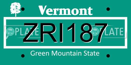 ZRI187 Vermont License Plate
