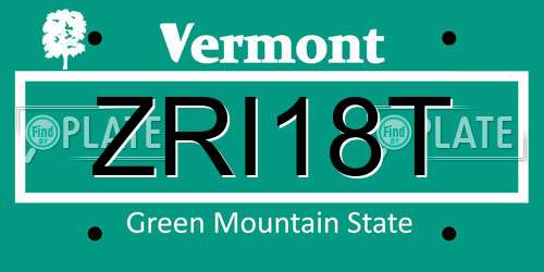 ZRI18T Vermont License Plate