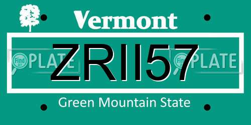 ZRII57 Vermont License Plate