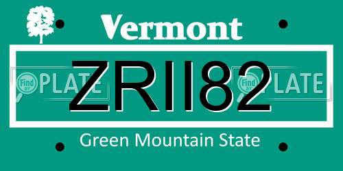 ZRII82 Vermont License Plate