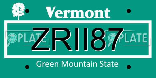 ZRII87 Vermont License Plate