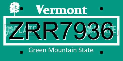 ZRR7936 Vermont License Plate