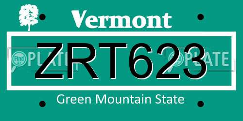 ZRT623 Vermont License Plate