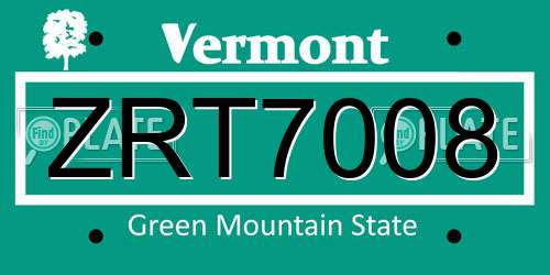 ZRT7008 Vermont License Plate