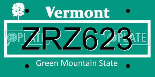 ZRZ623 Vermont License Plate