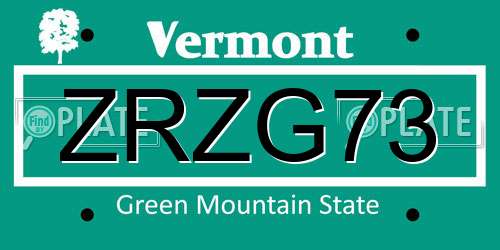 ZRZG73 Vermont License Plate
